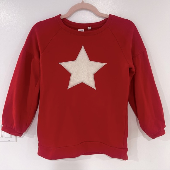 GAP Kids Red Sweatshirt with White Star Girls Sz L - Picture 1 of 6